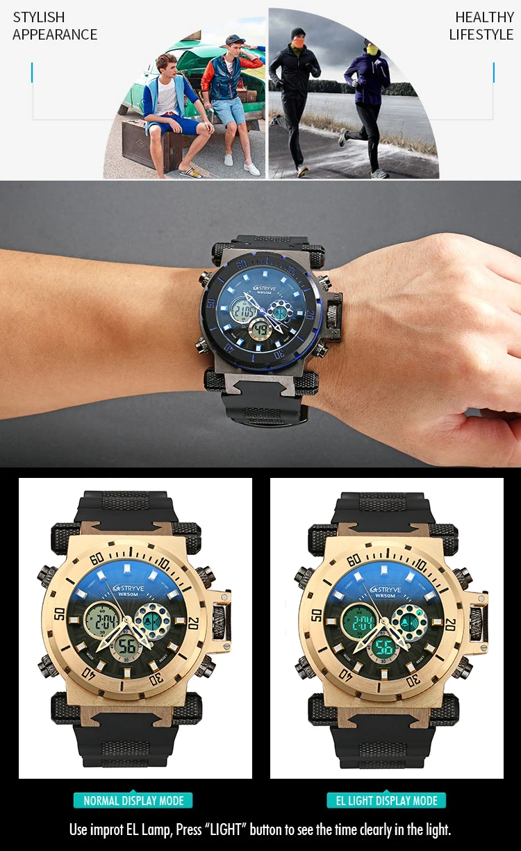 Militar Do Exército Pesado Dial Dual Time
