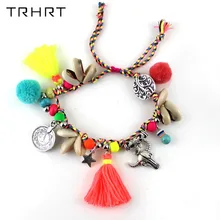 Богемные аксессуары ювелирные изделия Туризм летом босиком на пляже браслет под сандалии женские лодыжки ремень оболочки кисточка ручной работы