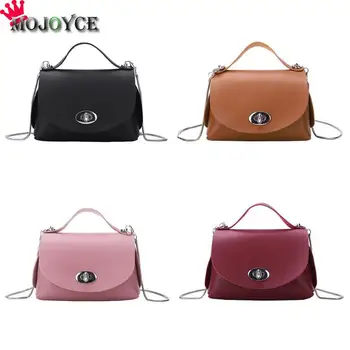 

2018 New Simple Casual Women PU Leather Chain Fashion Shoulder Handbags Girls Pure Color Mini Messenger Crossbody Bags