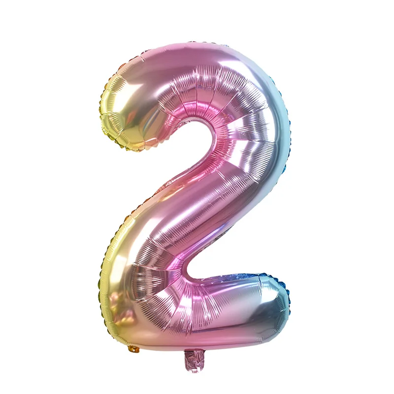 32 дюйма переливчатая Радуга Цвет номер Фольга воздушные шары на день рождения Свадебная вечеринка украшения Цифровой шар номер Воздушный баллон Globos - Цвет: 2