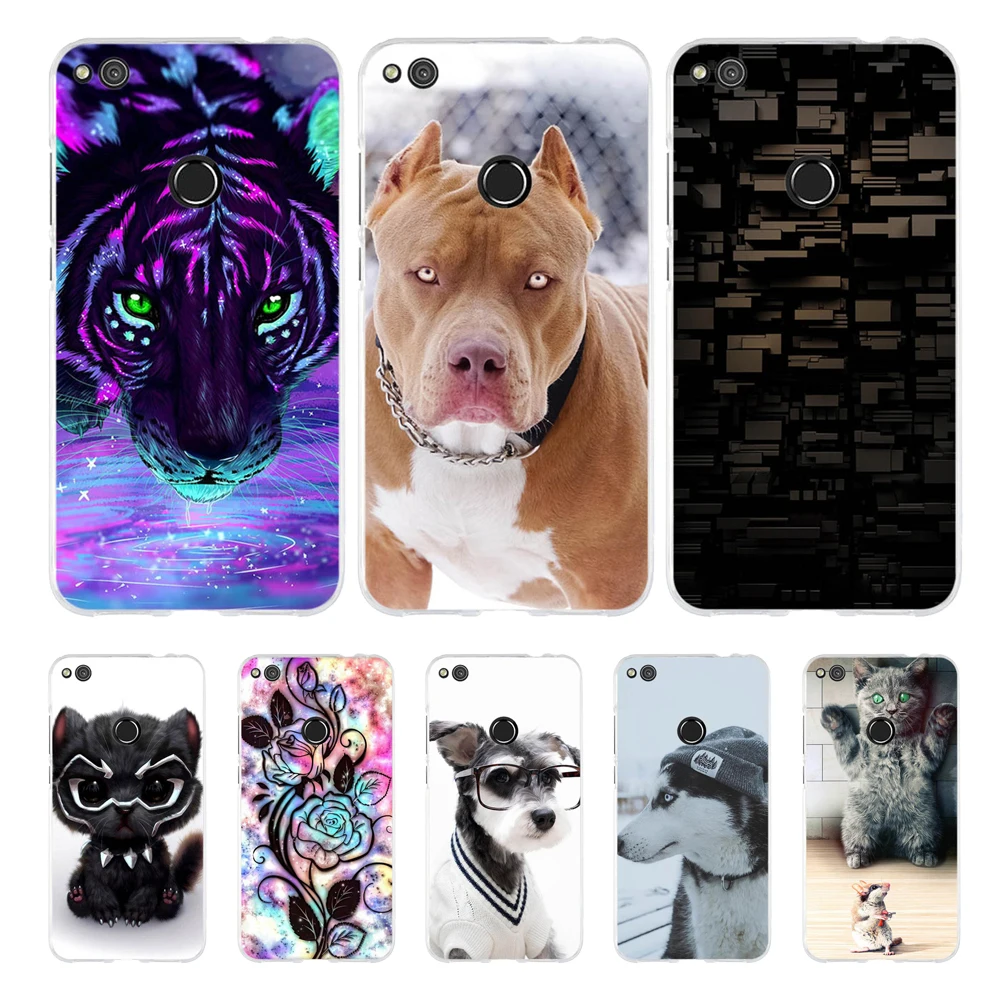 Чехол Funda Coque для Huawei P8 Lite 2017 мягкий чехол из ТПУ P9 Honor 8 чехлы с мультяшным котом |