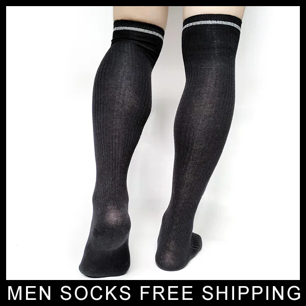 Брендовые мужские носки чулок выше колена хлопковые эластичные сексуальные официальные носки мужской шланг полосатые мужские длинные носки шланг