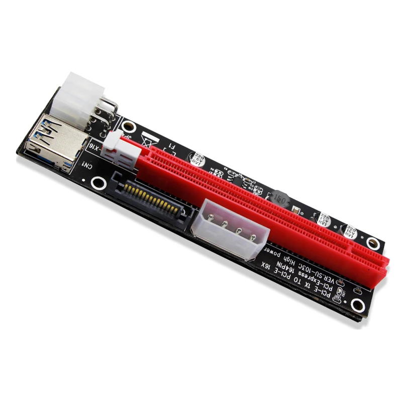 4pin 6pin SATA power PCI Express 16X Slot Riser Card USB 3,0 PCI-E pci-express 1x to 16x PCIE Riser для майнинга биткоина BTC