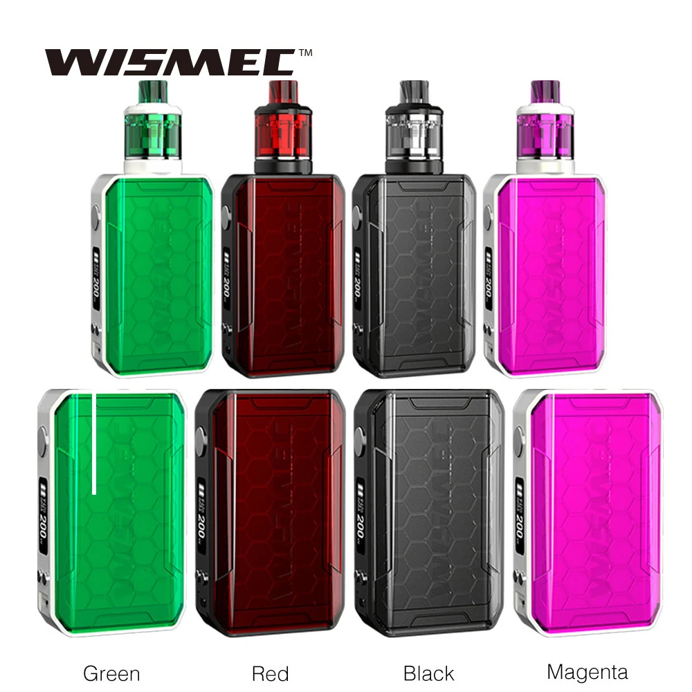 

Newest WISMEC SINUOUS V200 200W TC Kit with WISMEC SINUOUS V200 MOD & 3ml Amor NSE Atomizer Tank Ecig Vape Kit/Mod VS Gen3 Dual