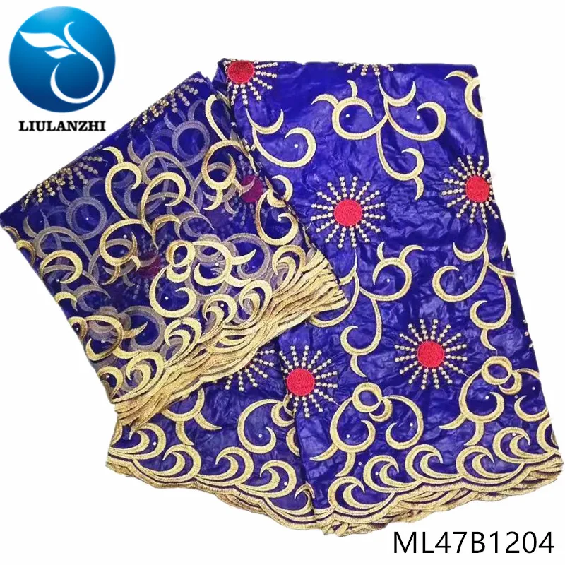 

LIULANZHI african bazin fabrics Top sale 7yards riche getzner fabric with stones nigerian riche brocade fabric for dress ML47B12