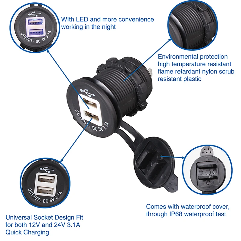 JX-LCLYL 8 Gang Rocker Switch Voltmeter Dual USB Power Socket Panel for Car Marine Boat