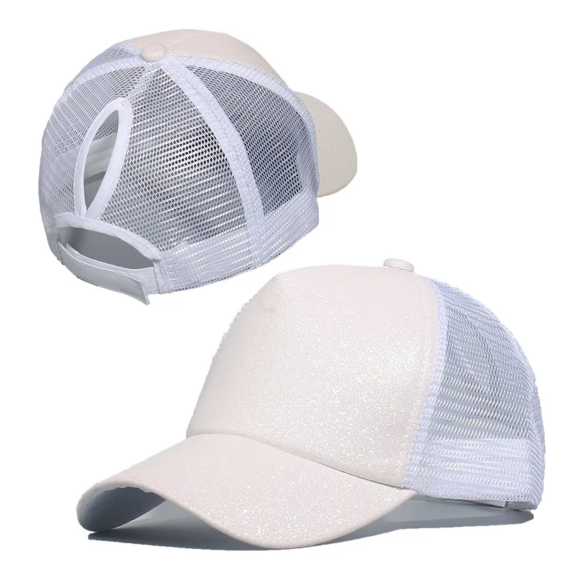 Повседневная бейсбольная кепка с конским хвостом, Женская регулируемая бейсболка, блестящая Кепка в стиле хип-хоп, s для женщин, шляпа для папы, летние блестящие сетчатые шапки - Color: A