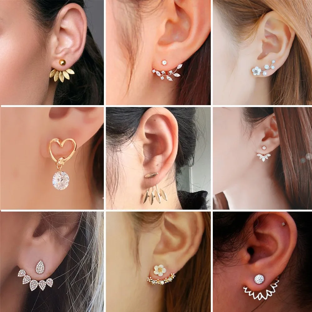 

SexeMara Korean Jewelry Zircon Pearl Heart Crystal Flower Angel Wing Geometry Stud Earring Women Statement Ear Jewelry Wholesale