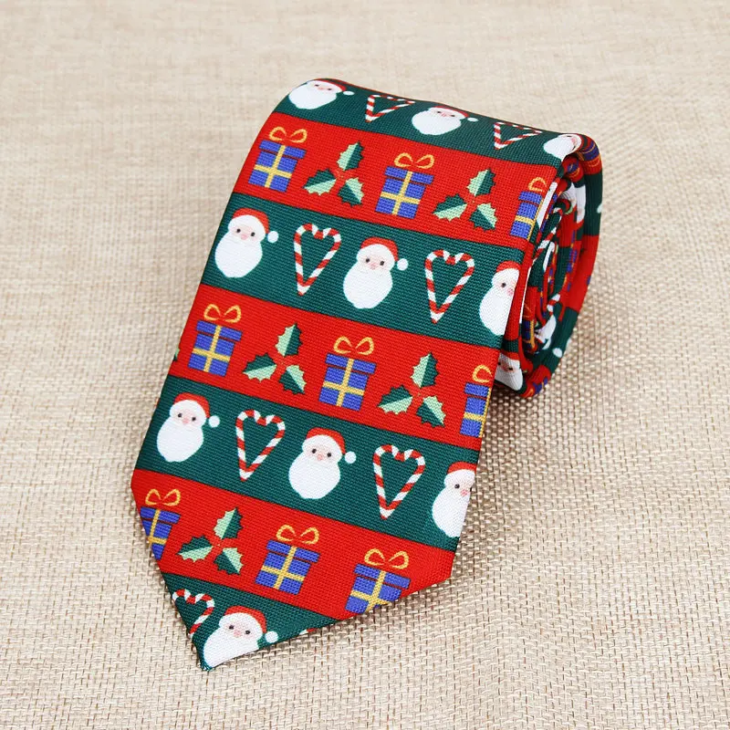 Casual Christmas print neck tie with festive patterns0