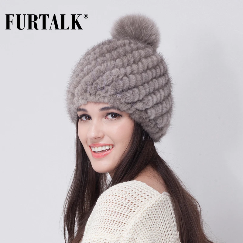 Aliexpress.com : Buy FURTALK Russian Real mink fur hat for women winter knitt...