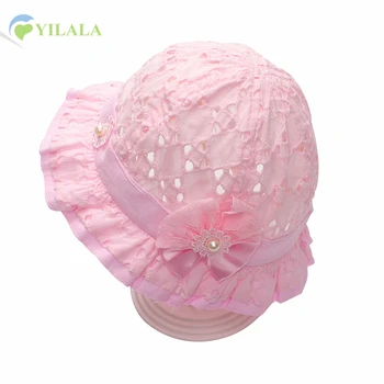 

Lace Baby Girls Caps Cotton Solid Baby Sun Hat Bow Hollow Girls Bucket Hats Spring Summer Kids Fisherman Cap Baby Accessories