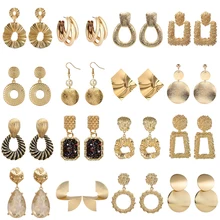 

Vanmos Vintage Fashion Gold Color Metal Dangle Earrings Women Temperament Wedding Party Drop Earrings Jewelry Geometric 2019