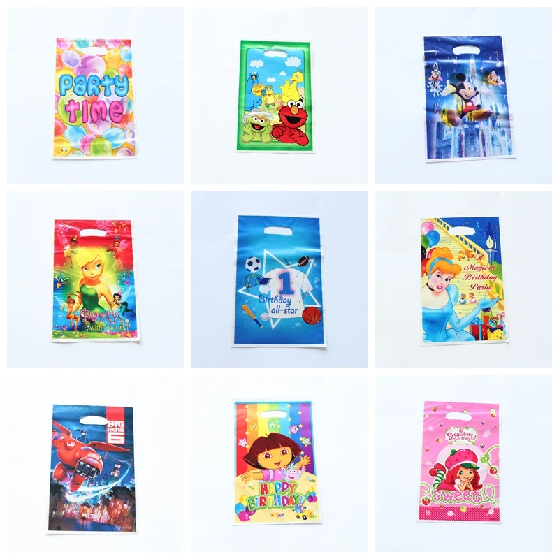 50pcs/lot Party Supplies Gift Bag loot Bag Tinkerbell Sesame Street Cartoon Theme Party Festival&event Birthday Decoration Favor