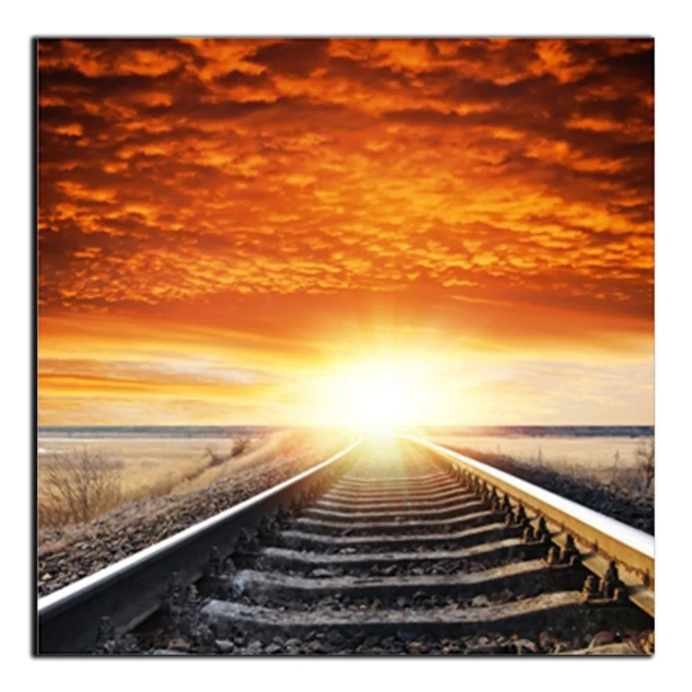 Laeacco Railway Dusk Sunshine Современная картина маслом для дома спальни гостиной ресторана