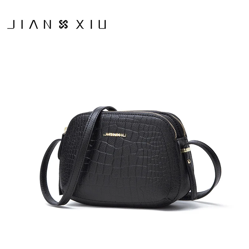 Bolsa de Couro Mensageiro para Mulheres Jianxiu Marca Feminina Ombro Crossbody Crocodilo Padrão Genuíno 2020 Pequenas Tote Bags 2 Cor
