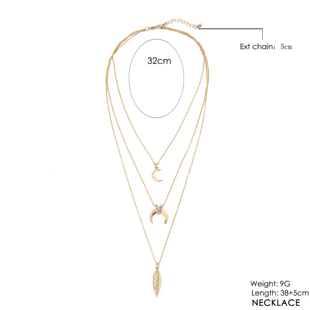 Multi Layer Choker Neckalces For Women Sexy Moon Necklace New Boho Vintage Antique Gold Color Collar Necklaces For Women Jewelry (3)