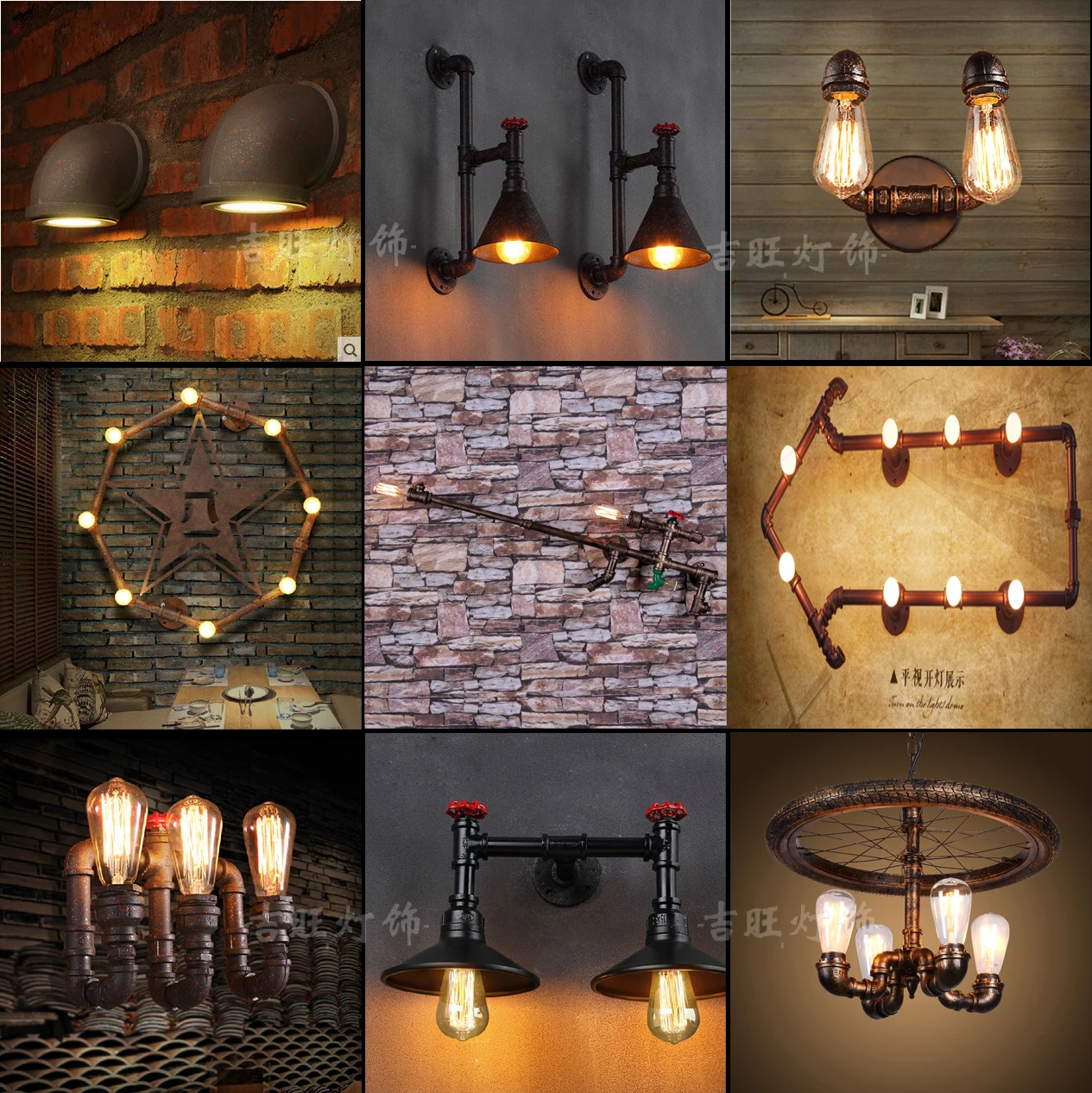 

retro bar wall lamp wall lamp industry personality sitting room dining-room decorates lamp, wrought iron pipe wall lamp
