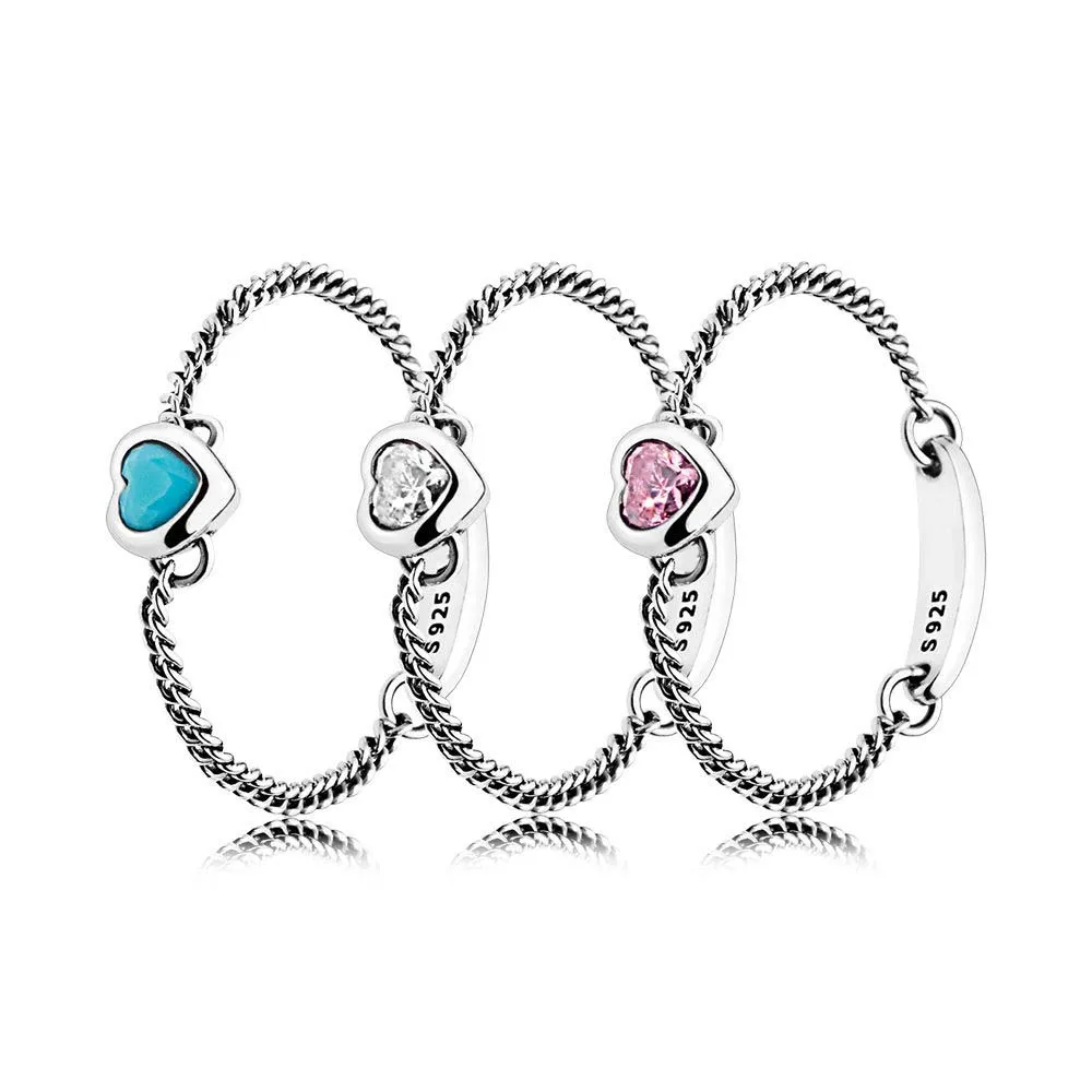 

Authentic 925 Sterling Silver Original Spirited Heart Pandora Ring With Clear CZ For Women Birthday Charm Gift DIY Jewelry