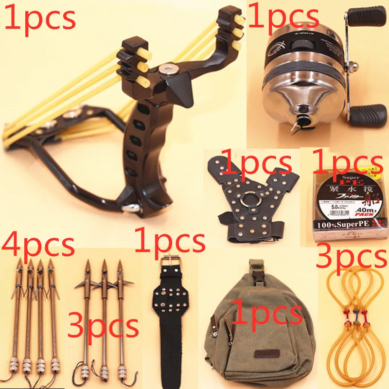 

Powerful Multi-function Archery Bowfishing Shooting fish Slingshot Catapult Hunting bow Fishing Sling Shot arrow kit