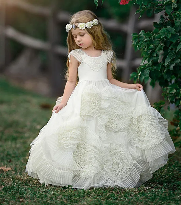 White Ball Gown Flower Girl Dresses For Weddings Kids Prom Pageant Gowns First Communion Girls Evening Dress | Детская одежда и