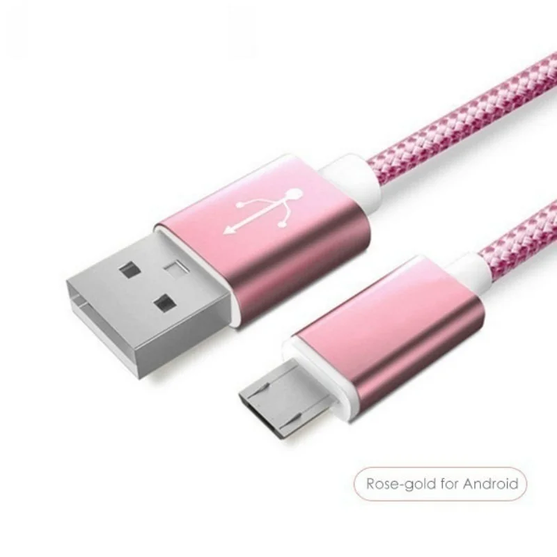 Нейлоновый Android Micro USB кабель для синхронизации данных и зарядки для Allview P7 Pro, P6 Energy Lite, V2 Viper i4G, P6 Lite кабели для зарядки - Цвет: Розовый
