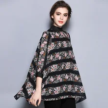 Летняя новая рубашка с воротником, модные сексуальные свободные шифоновые топы с принтом больших размеров