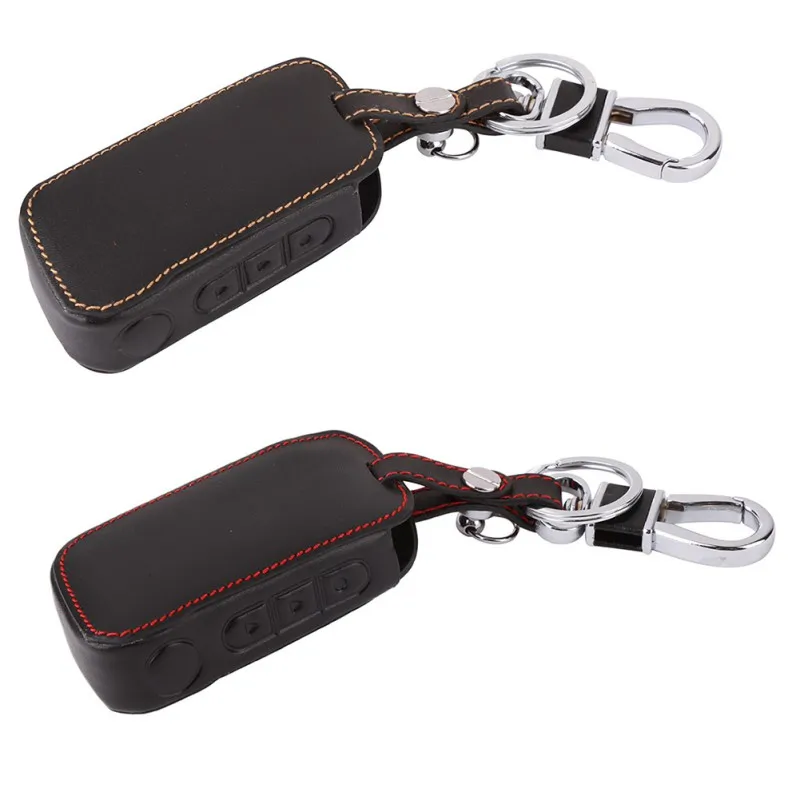 

Genuine Leather Key Fob Cases For A93 Two Way Car Alarm System Remote Controller LCD KeyChain