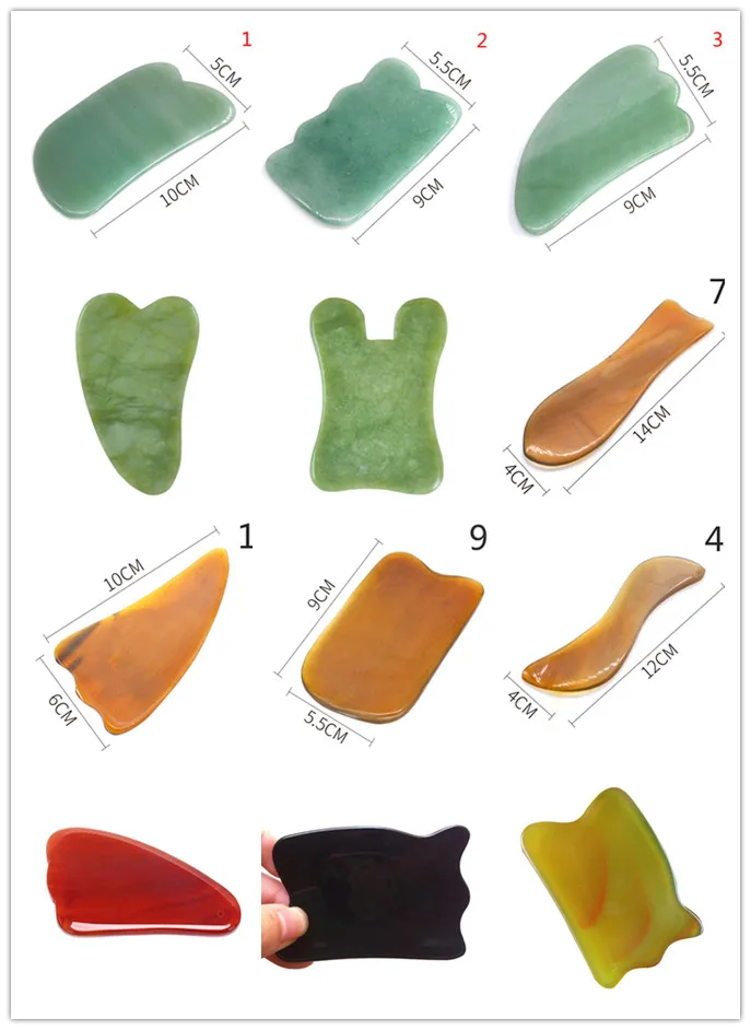 New Natural Guasha Board Body Scraping Gua Sha SPA Massage Tool Health Care Beauty Acupoints Plate Massager 16 Styles