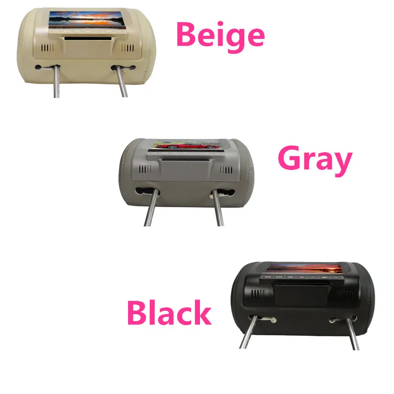 beige gray black headrest monitor car