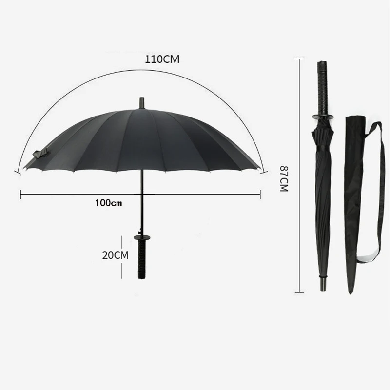 Творческий ложки с длинной ручкой зонт-самурайский меч японского ниндзя, как большой ветрозащитный Защита от солнца дождь прямой зонтик с автоматическим открытием для мужчин