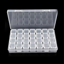 28 Slots Clear Plastic Empty Nail Decoration Storage Case Box Nail Glitter Rhinestone Beads Accessories Container Nail Tool