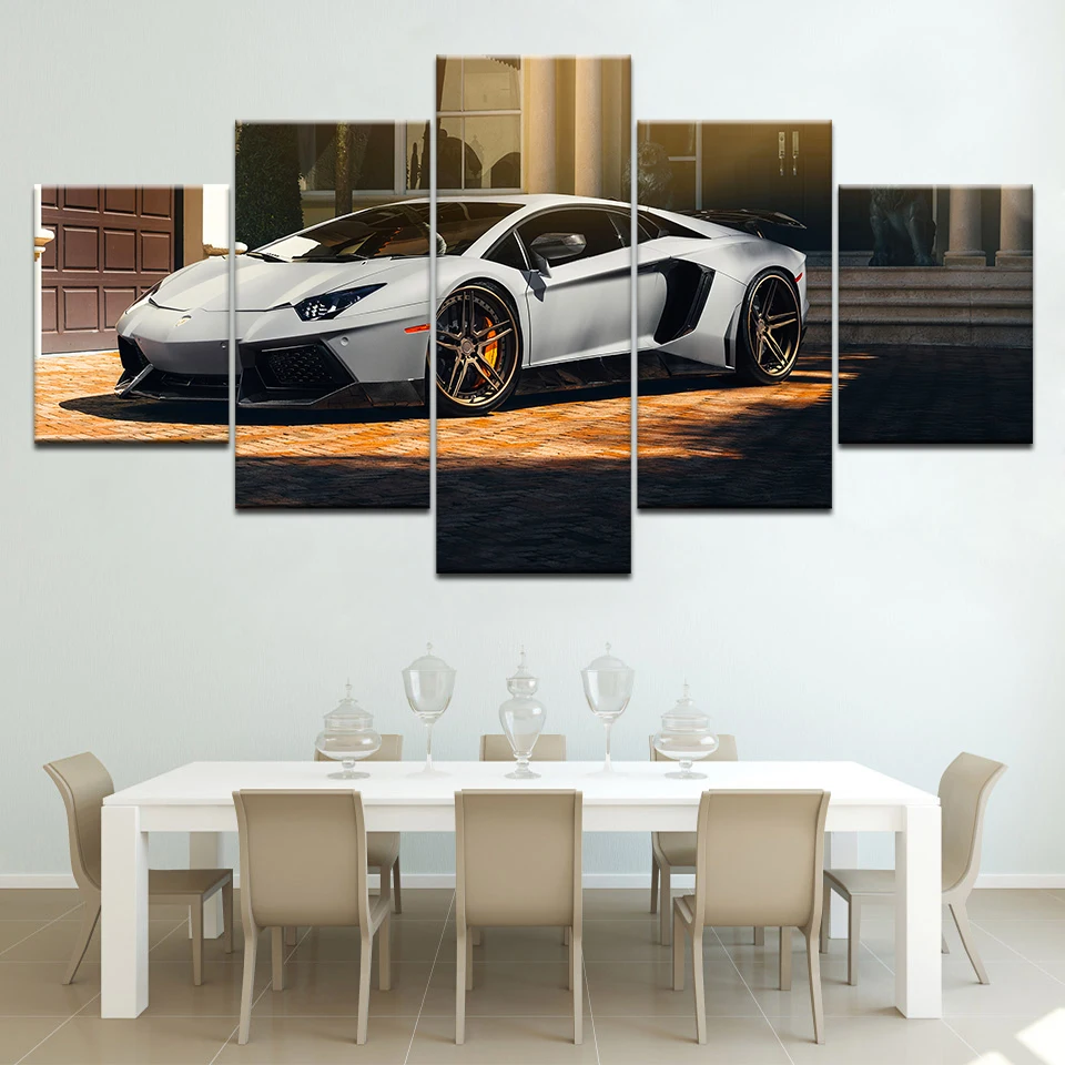 5 панелей спортивный автомобиль крутая гонка HD печатная плакат гонки модульные