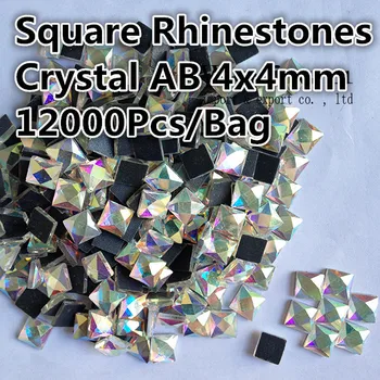 

Crystals Square Hot Fix Shape Rhinestones Shiny Stones Crystal AB 4*4mm 12000pcs Use For Bags Garment Shoes