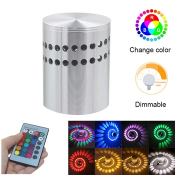 

RGB Spiral Hole Led Wall Lamp 3W Dimmable Wall Lights Remote Control Surface Install Mini Colorful Wandlamp For Party Bar KTV