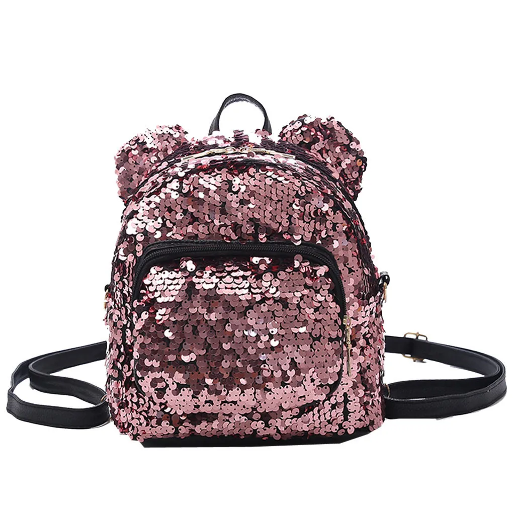 Блестящий женский школьный рюкзак с блестками, милая сумка с мышкой для девочек, студентов, подростков, путешествий, вечерние, мини сумка на плечо, Mochila Feminin - Цвет: D