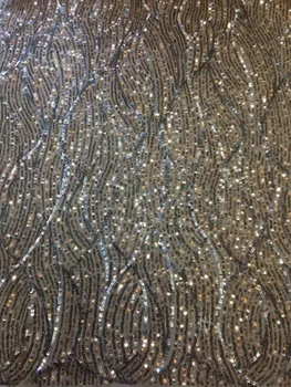 

Wholesale African French Net Lace Fabric 5y High Quality S-494 African Tulle Lace Fabric WITH SEQUINS