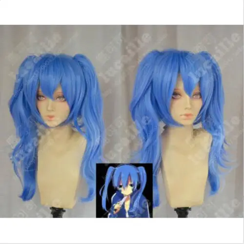 free shipping Popular Anime Blue Curly Women Wig Synthetic Cute Costume