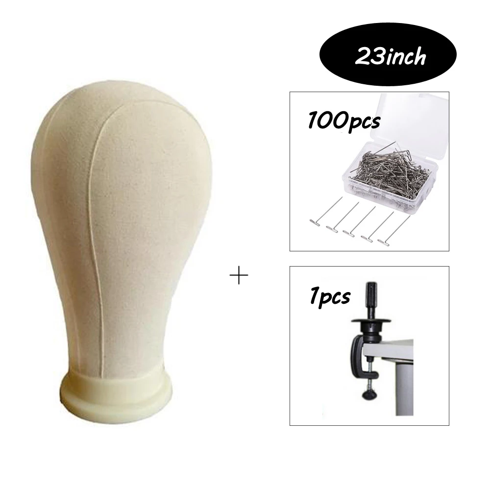 

Professional Mannequin Head Set Cork Canvas Block Display Head Wig Making With 100pcs Tpins 1pcs Clamp 21"/22"/23"/24"/25"