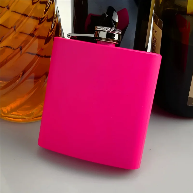 6 Oz. Нажмите на изображение для просмотра в полный размер Матовая розовая фляга из нержавеющей стали с порошковым покрытием, черный и розовый можно смешать