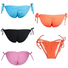 Горячие новые летние пикантные женские резинки для волос бразильский Ruched полу дно бикини Для женщин с завязками по бокам купальники модные пляжные дно