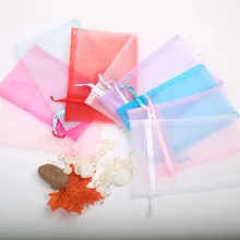 50 шт. прозрачная сумка из жесткой пряжи 10*15 см, комплект из органзы, карманная Праздничная Свадебная вечеринка, мешок для конфет Рождество, прозрачная подарочная сумка