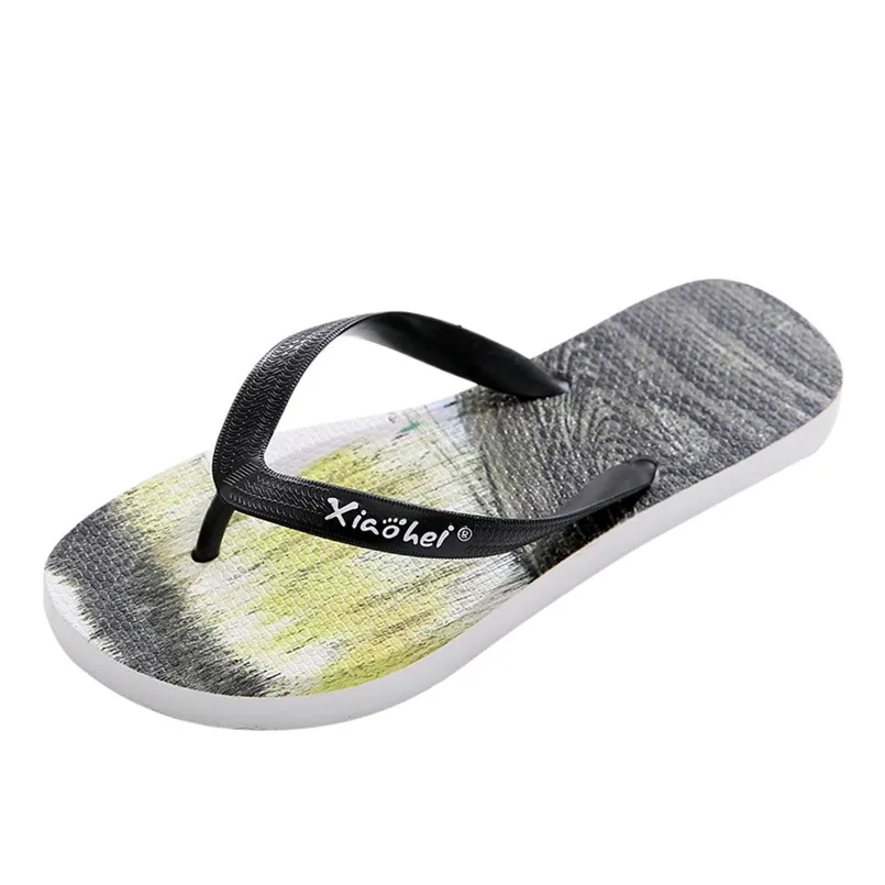 

Fashion Couple Slippers Non-Slip Printed Clip Toe Flip Flops Flat Beach Slippers Shoes Mans footwear terlik kapcie Slides 40jy12