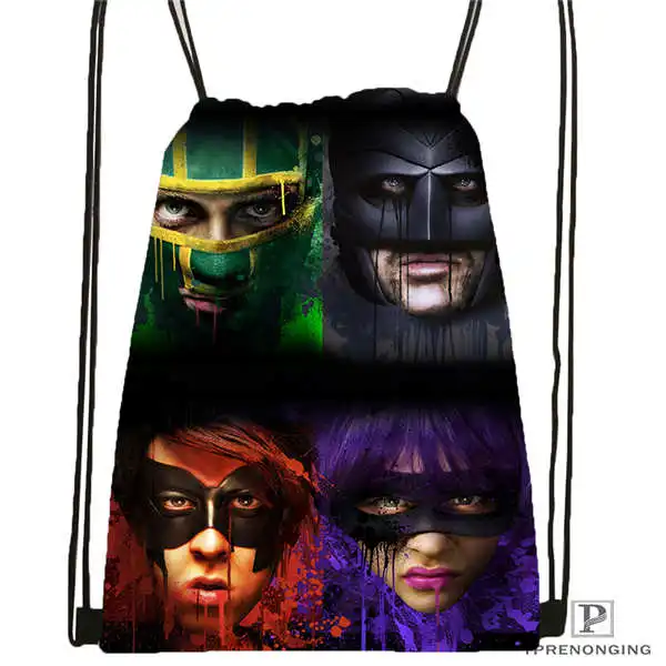 Custom kick-ass походная сумка на шнурке Cute Daypack дети ранец(черный Назад) 31x40 cm#2018611-3