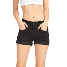 Джинсовые Винтажные белые черные однотонные модные с высокой талией простые Новое поступление повседневные женские шорты мини джинсы джинсовые шорты 3,18