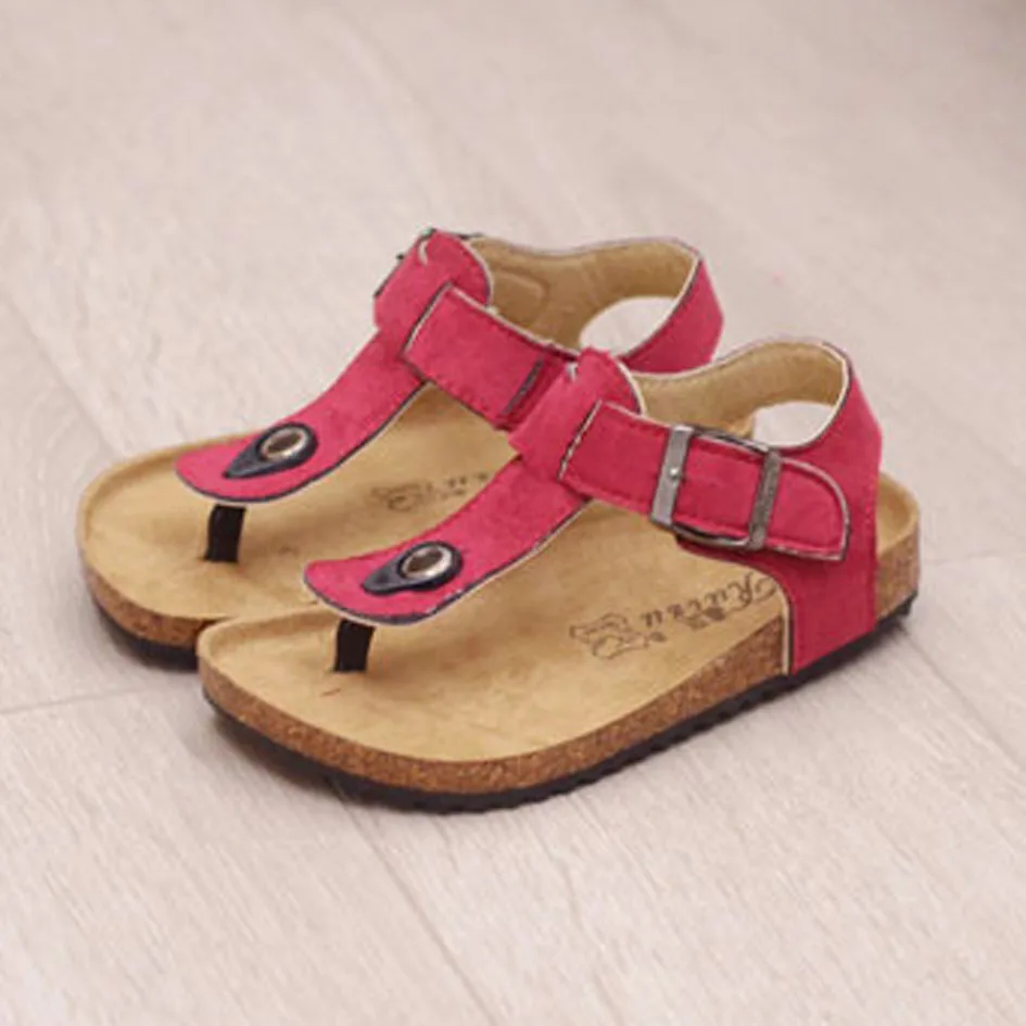 2017 Vintage Toddle Girls Cork Clogs Infant Girls Summer Sandals Slip