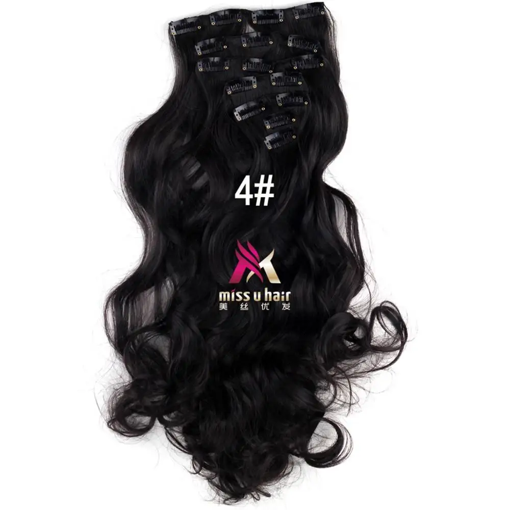 Miss U Hair 1" 45 см 130 г длинные волнистые синтетические заколки для наращивания волос штук 7 шт./компл. Термостойкое волокно - Цвет: W7-A04