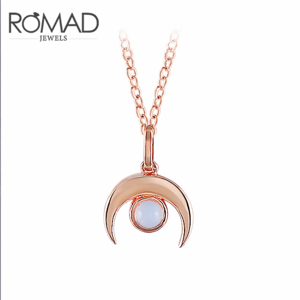 

Fashion Moon Pendant Necklace for Women Gilrs Charm Rose Gold Link Crystal Chain Necklace Lucky Jewelry Gift collar mujer Z4