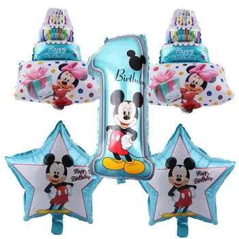 

Free Shipping 5 pieces Mickey Minnie Birthday Series Aluminum Balloons Baby Birthday Party Decorative Toys balloon