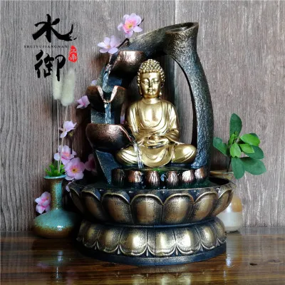 Юго-Восточной Азии статуя Будды Фонтан жизни комнатный увлажнитель Desktop фэн-шуй Лаки орнаменты украшения для дома - Цвет: color 2