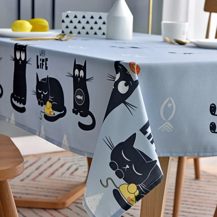

Cartoon Cat Printed Dining Table Cloth Rectangular Coffee Table Cover Outdoor Party Tablecloth Oilproof Tafelkleed Mantel Mesa